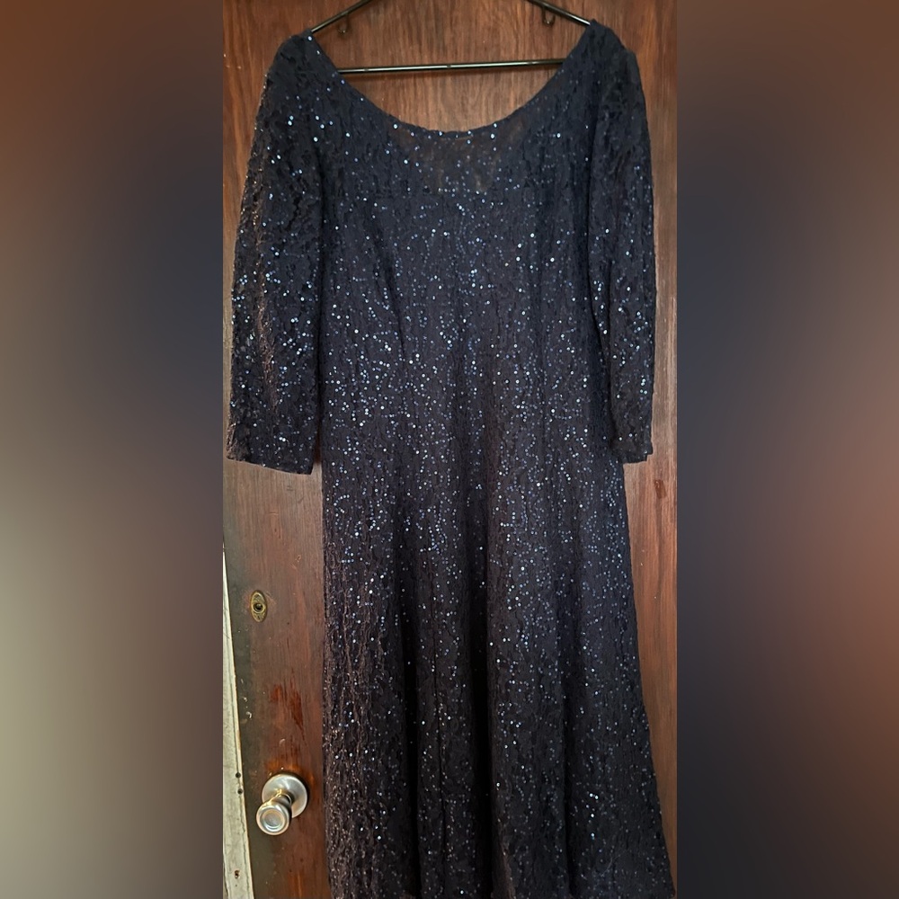 SLNY Midnight Sparkle Long Sleeve Dress